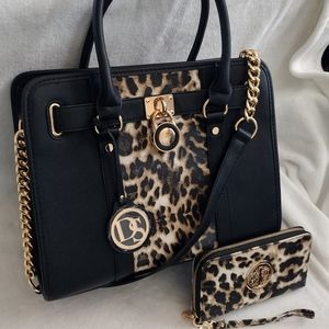 ☆Dasein leopard handbag with matching wallet☆